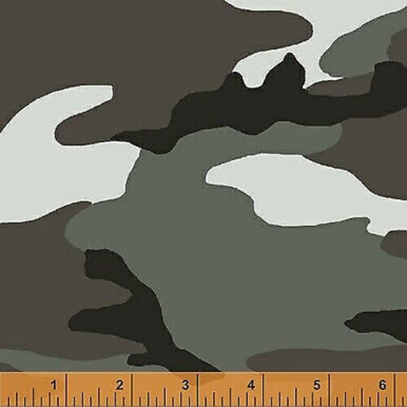 Gray Camo Cotton Fabric by Windham Fabrics