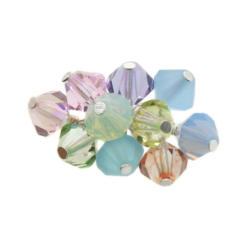 Pastel Dangle Charms in Easter Colors, 6mm Czech Crystal Bicone Charms, Adorabilities