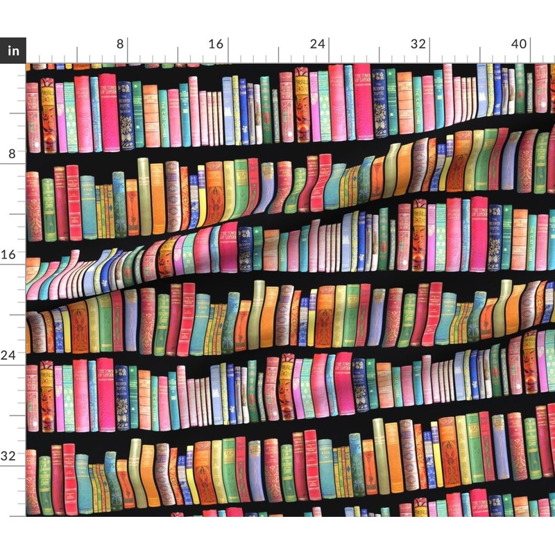 Petal Signature Cotton by the Yard or Fat Quarter Antique Books Vintage Bookshelf Victorian Novelty Retro Library Reading English Custom Printed Fabric by Spoonflower