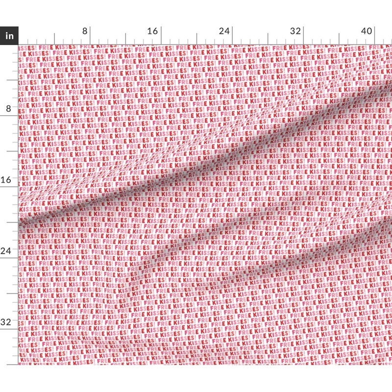 Petal Signature Cotton by the Yard or Fat Quarter Free Kisses Multi Red Pink Love Valentine Valentines Day Custom Printed Fabric by Spoonflower