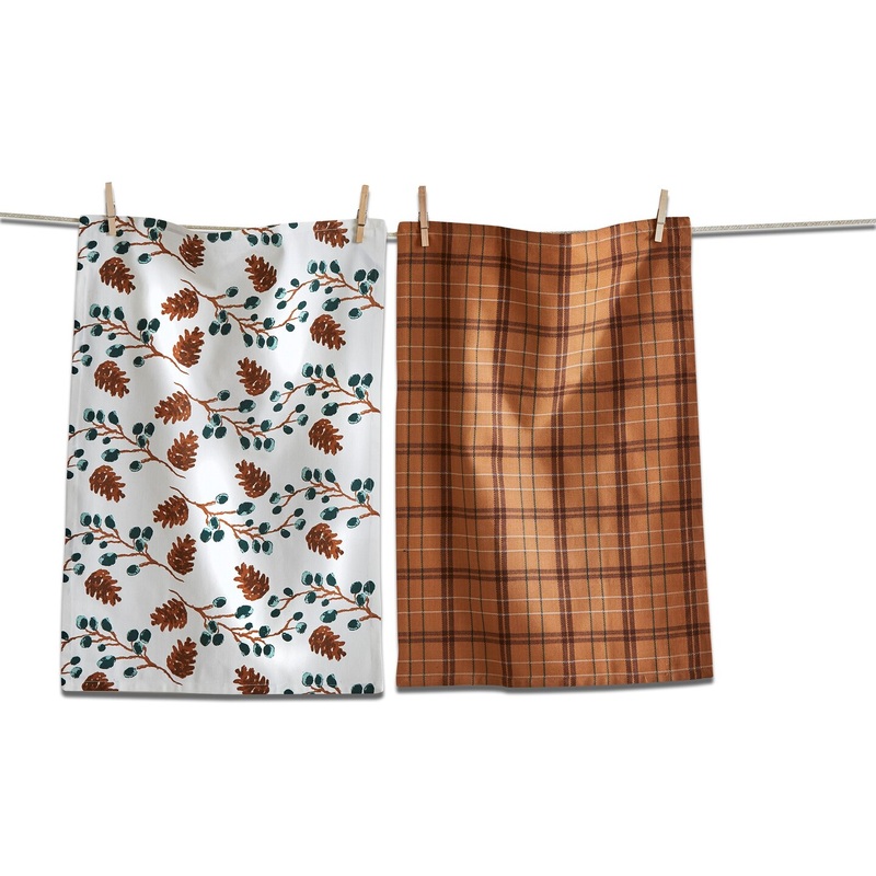 Pinecone Sprig Dishtowel S/2