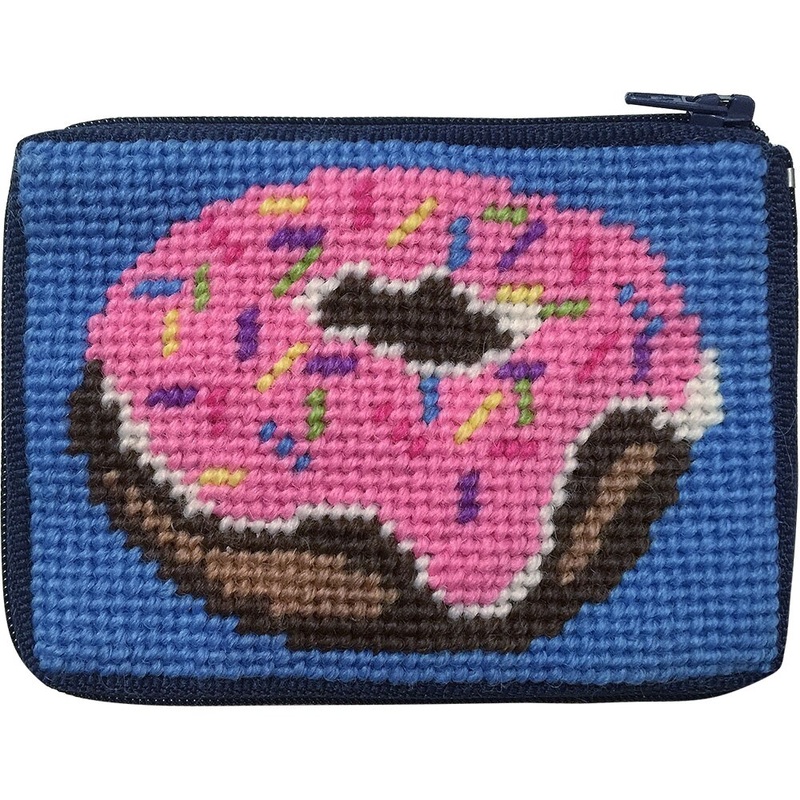 Stitch and Zip Kids Coin Case Needlepoint Kit Pink Donuts SZ8109