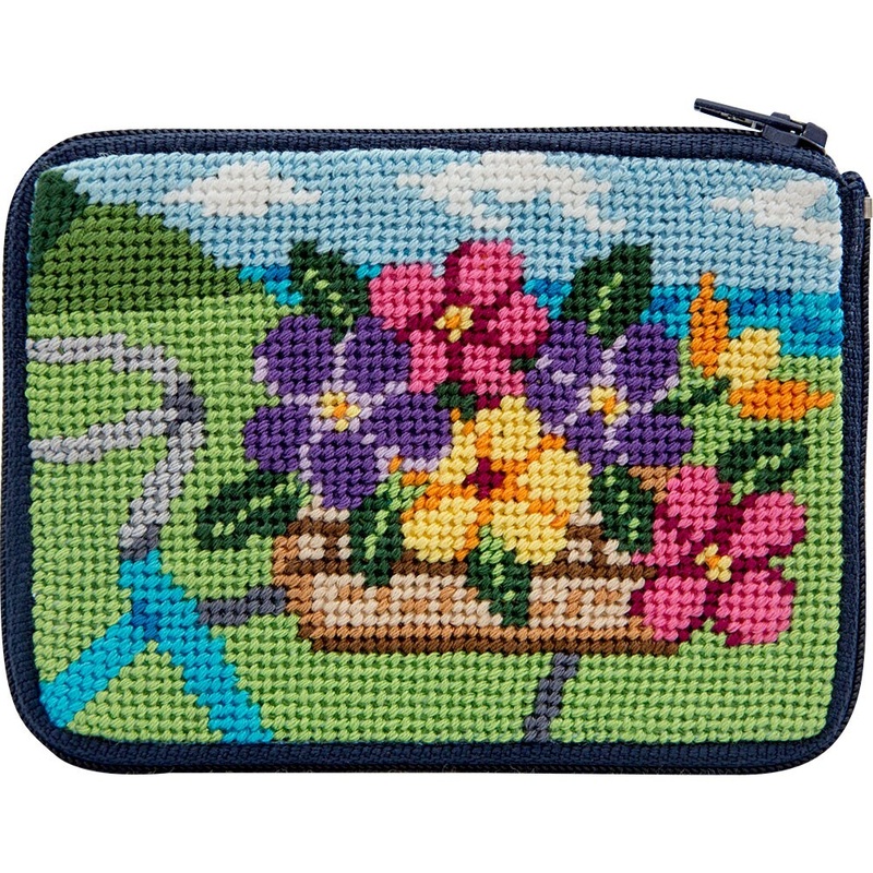 Stitch and Zip Springtime Ride Needlepoint Coin Purse Kit