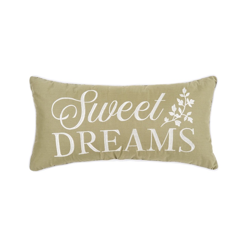 Sweet Dreams Botanical Embroidered Throw Pillow