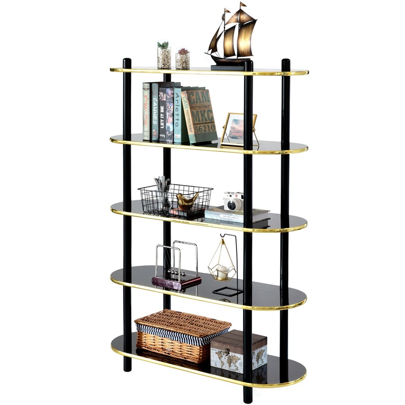 5 Tier Open Bookshelf, Contemporary Classic Modern Style Free Standing Wood Display Rack Unit for Collections,59″ Height Etagere Bookcase