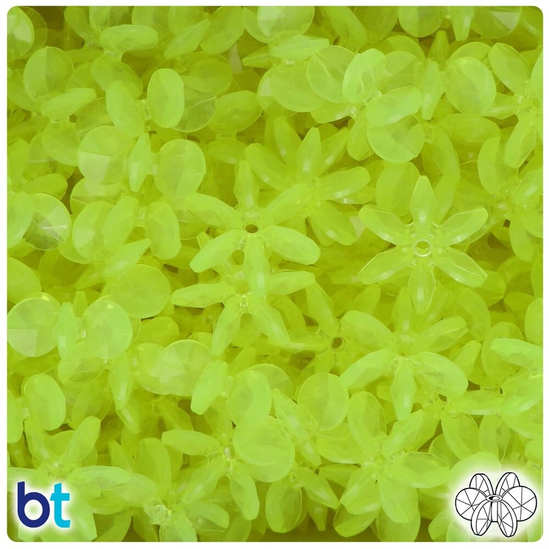 BeadTin Yellow Glow 18mm SunBurst Plastic Craft Beads (135pcs)