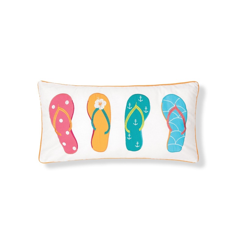 12″ x 24″ 4 Flip Flops Embroidered Throw Pillow