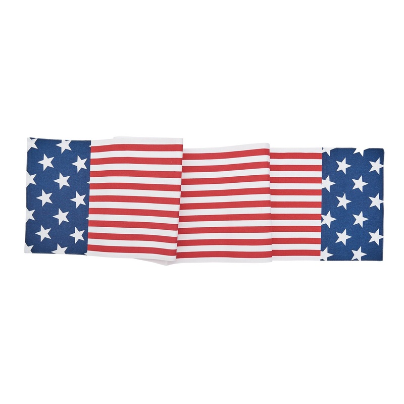 13″ x 72″ Stars and Stripes 4th of July Patriotic Cotton Table Runner