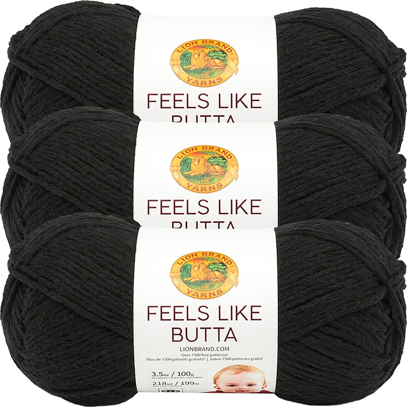 (3 Pack) Lion Brand Yarn Feels Like Butta Yarn, Black