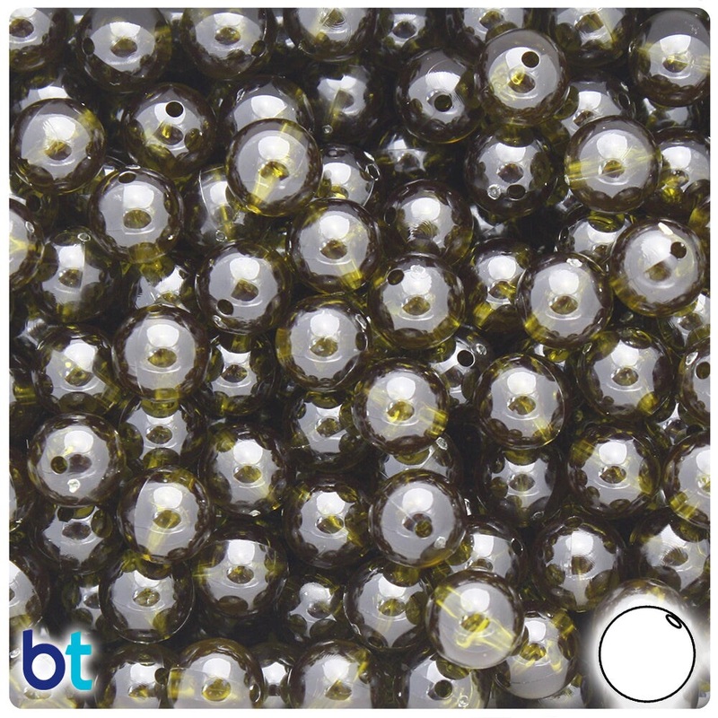 BeadTin Avocado Transparent 10mm Round Plastic Craft Beads (150pcs)
