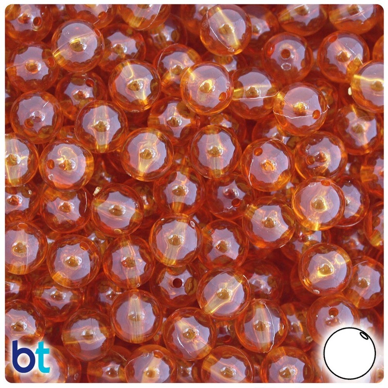 BeadTin Topaz Transparent 10mm Round Plastic Craft Beads (150pcs)