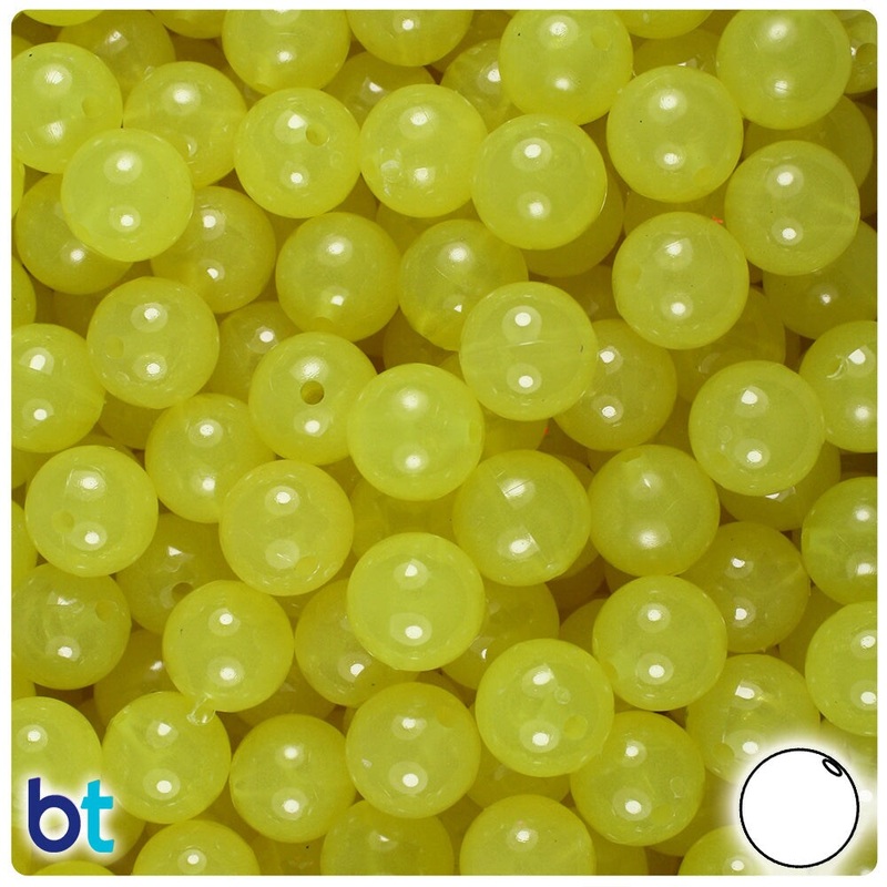 BeadTin Yellow Glow 10mm Round Plastic Craft Beads (150pcs)