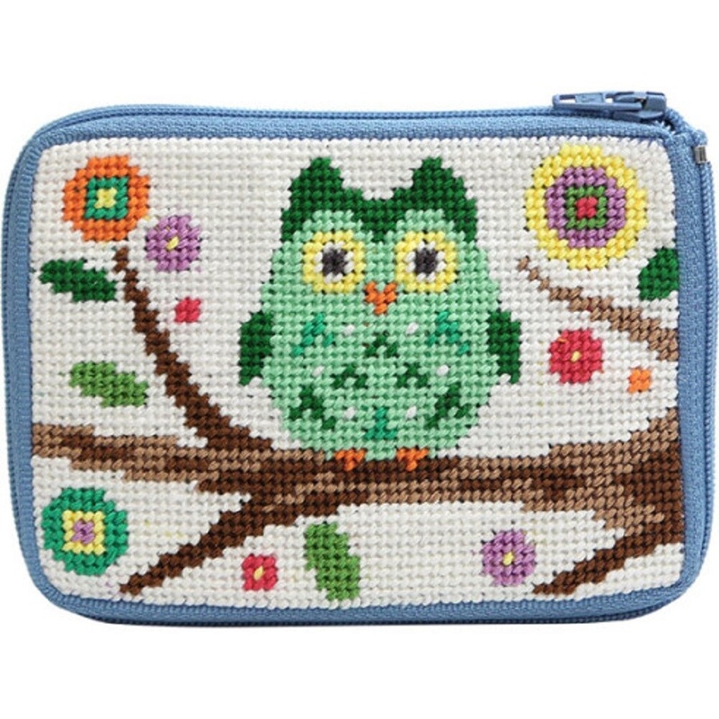 Stitch and Zip Owl Coin Credit Card Case Needlepoint Kit SZ 205