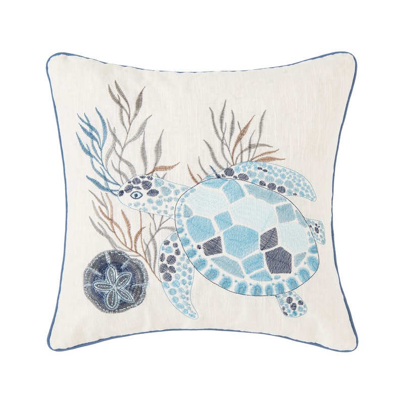 Turtle Crescent Bay Embroidered Throw Pillow