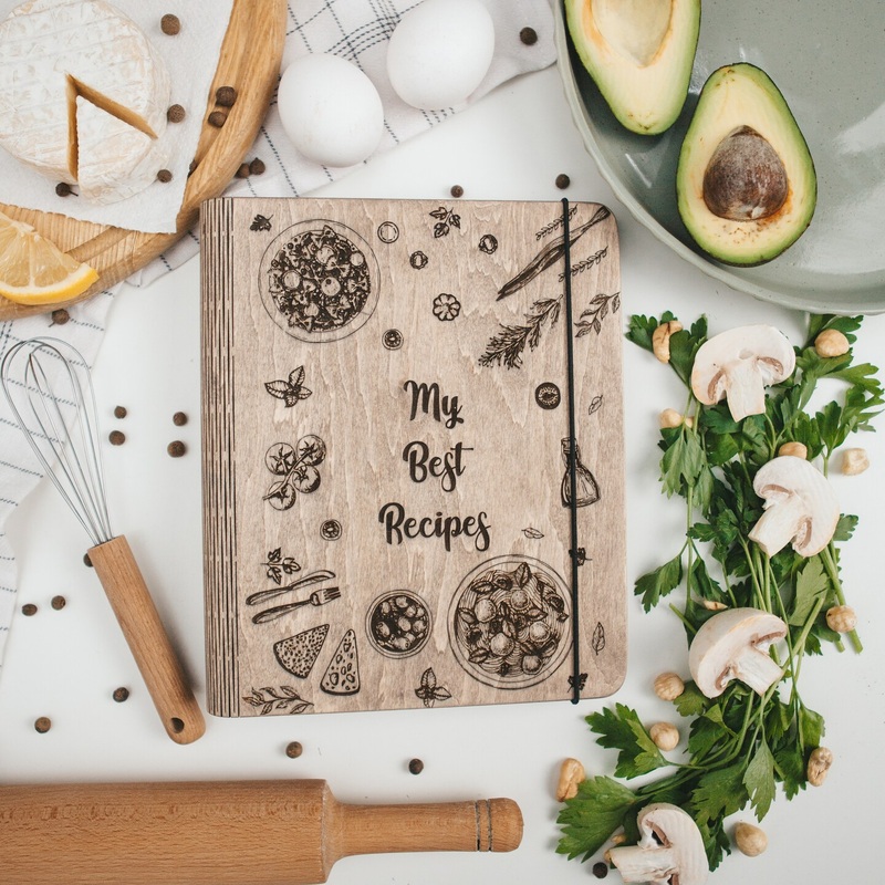 Wooden Blank Recipe Book Binder, Cooking Gift for Woman, Personalzied Recipe Book