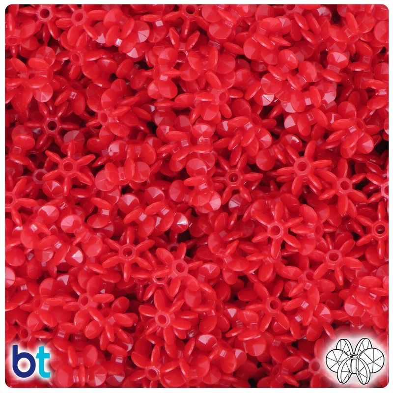 BeadTin Red Opaque 10mm SunBurst Plastic Craft Beads (400pcs)
