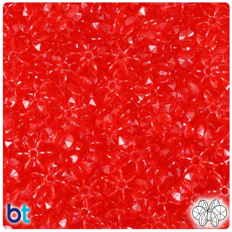 BeadTin Ruby Transparent 10mm SunBurst Plastic Craft Beads (450pcs)