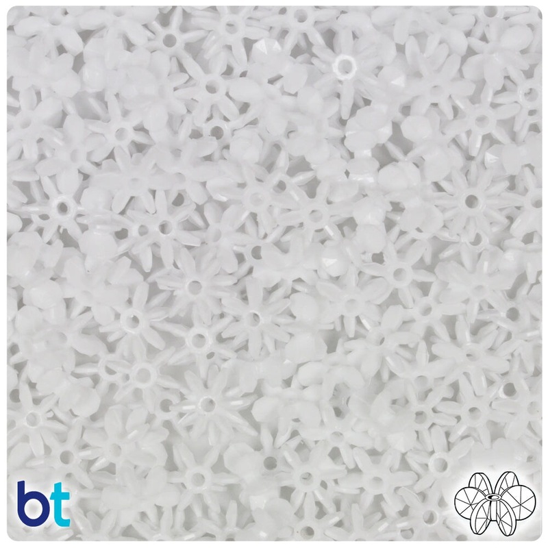BeadTin White Opaque 10mm SunBurst Plastic Craft Beads (450pcs)
