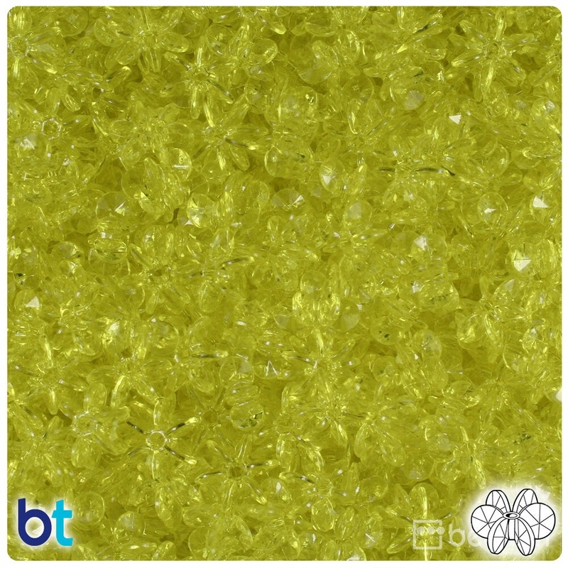 BeadTin Yellow Transparent 10mm SunBurst Plastic Craft Beads (450pcs)
