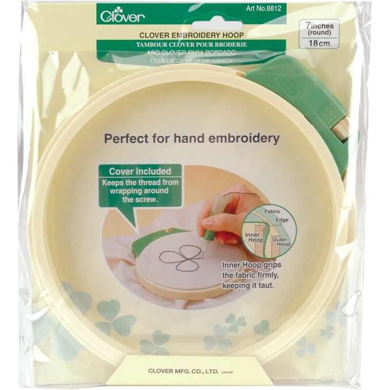 Clover Plastic Embroidery Stitching Hoop 7″