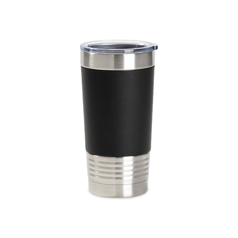 20oz Stainless Steel Tumber with Removable Silicone Sleeve (Black/White)