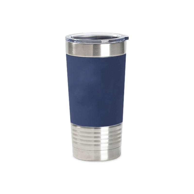 20oz Stainless Steel Tumber with Removable Silicone Sleeve (Navy/White)