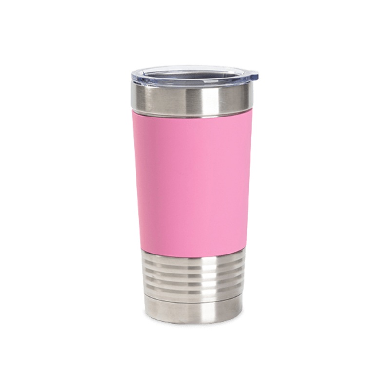 20oz Stainless Steel Tumber with Removable Silicone Sleeve (Pink/White)