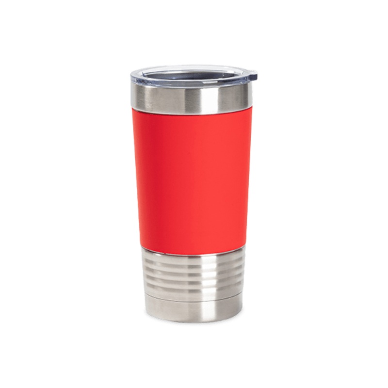 20oz Stainless Steel Tumber with Removable Silicone Sleeve (Red/White)