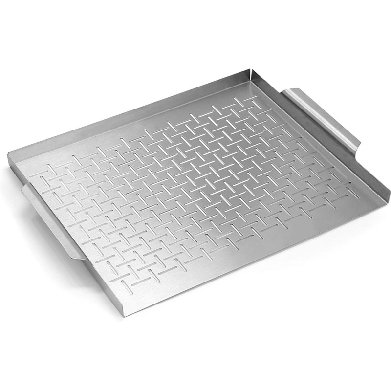 Yukon Glory Premium Grill Topper Tray Grilling Pan Stainless Steel Great for BBQ Fish Veggies