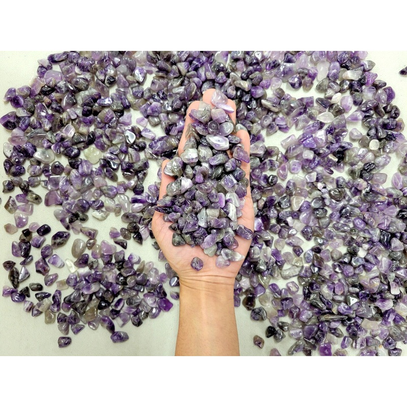 Drilled Tumbled Amethyst Crystal Chips