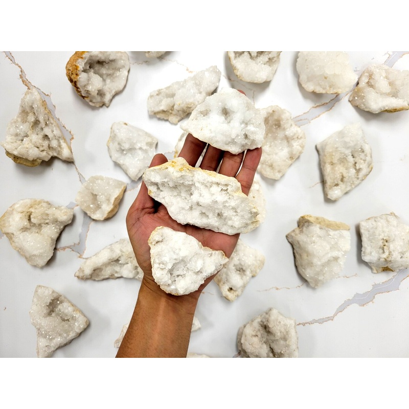 Moroccan Crystal Druzy Cluster Opened Half Geode
