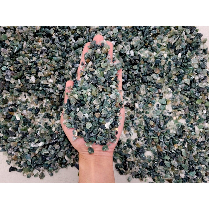 Tumbled Green Moss Agate Crystal Chips Bulk