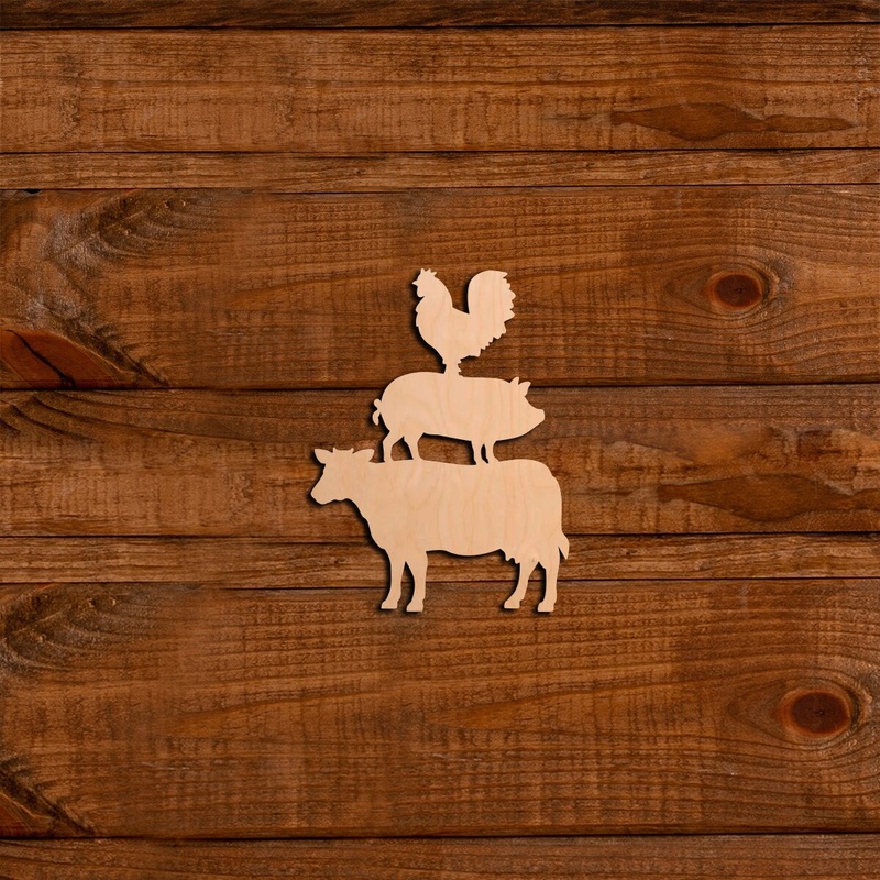 10 in. Unfinished Laser Stacked Animals