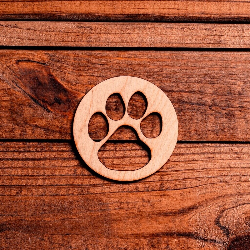 4 in. Unfinished Laser Circle Dog Paw