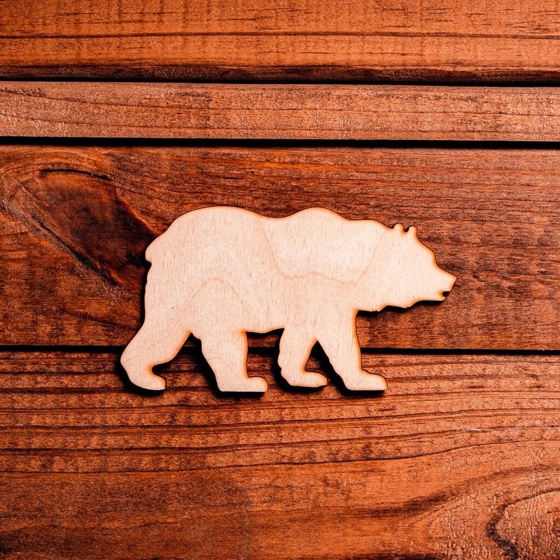 5.5 in. Unfinished Laser Cut Wooden Bear