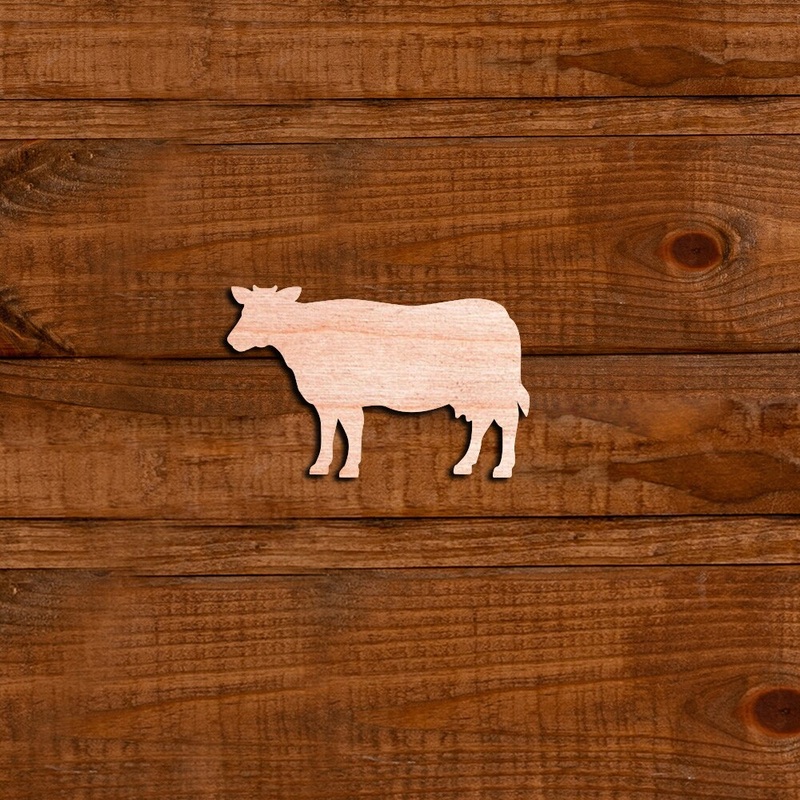 5 in. Unfinished Laser Cut Wooden Cow