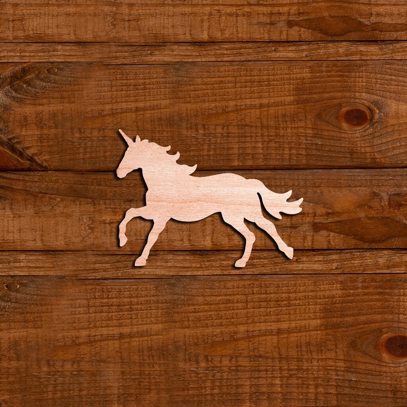 5 in. Unfinished Laser Cut Wooden Unicorn