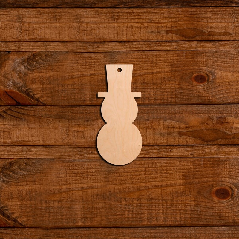 6 in. Unfinished Laser Cut Wooden Snowman Tag