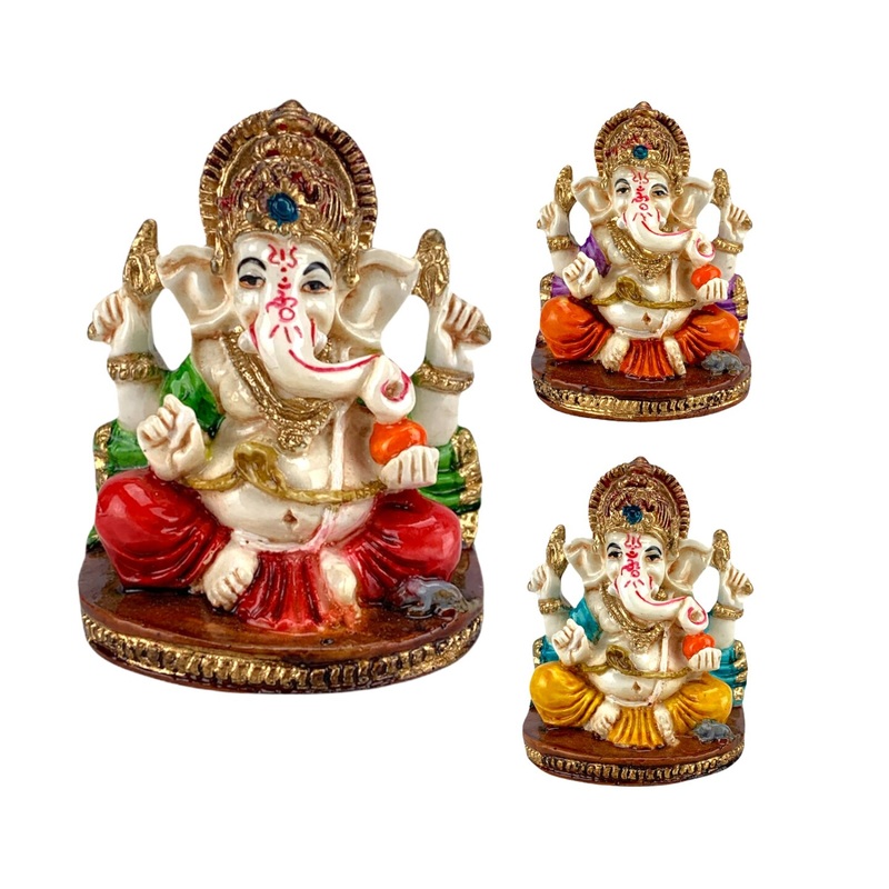 Acrylic Ganesh Statue 2.25 Inch Hindu Lord Ganesha Mini Idol Statue for Home Office Car Dashboard India God Figurine Temple Pooja Room Diwali Navrathri Wedding Gift (1 Pc)