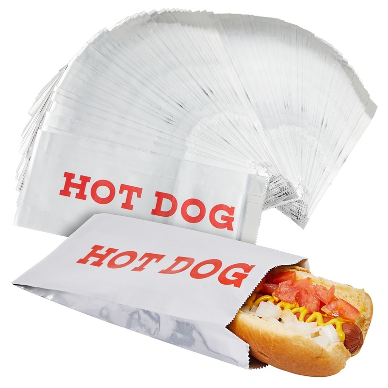 200 Pack Individual Hot Dog Foil Wrappers for Food Trucks, Concession Stands, Restaurants, Fairs (3.7 x 9 In)