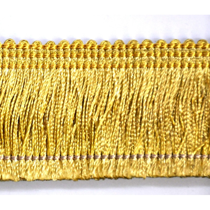 Belagio Brush Fringe Trim, 2″ Wide, Softer Collection, 50 Yards, Gold