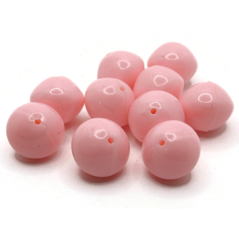 10 17mm Pink Puffed Saucer Vintage Plastic Beads