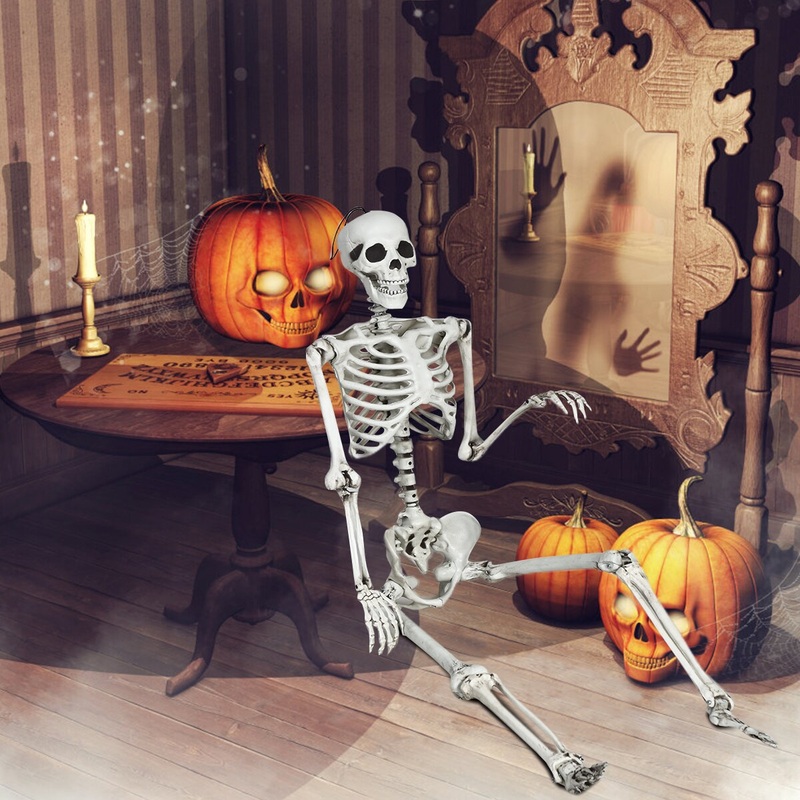 Costway 5.4ft Halloween Skeleton Life Size Realistic Full Body Hanging w/ Movable Joints