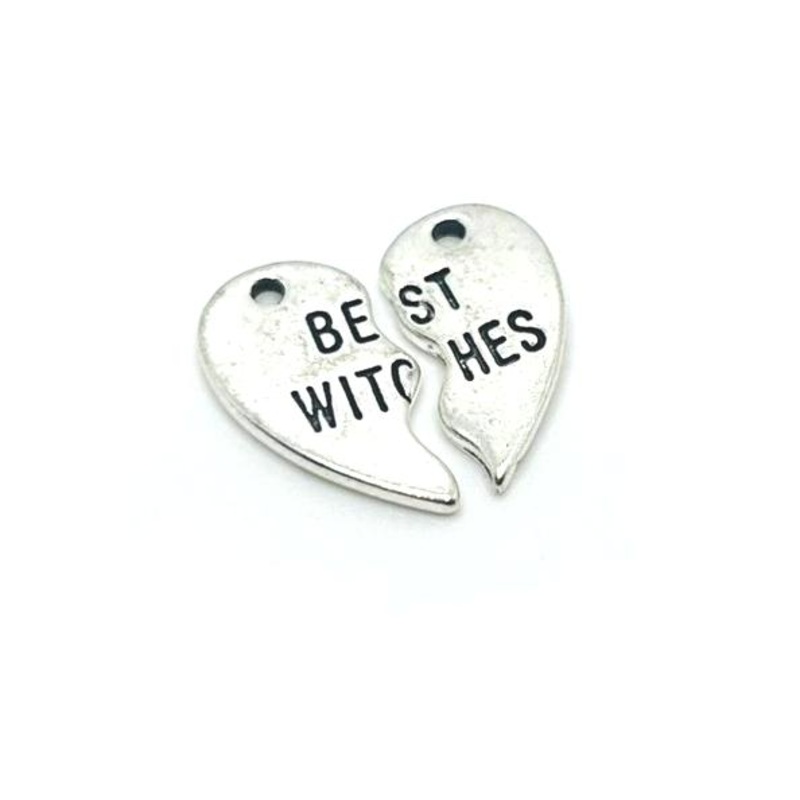 1 or 5 Sets: Best Witches BFF Heart Charms
