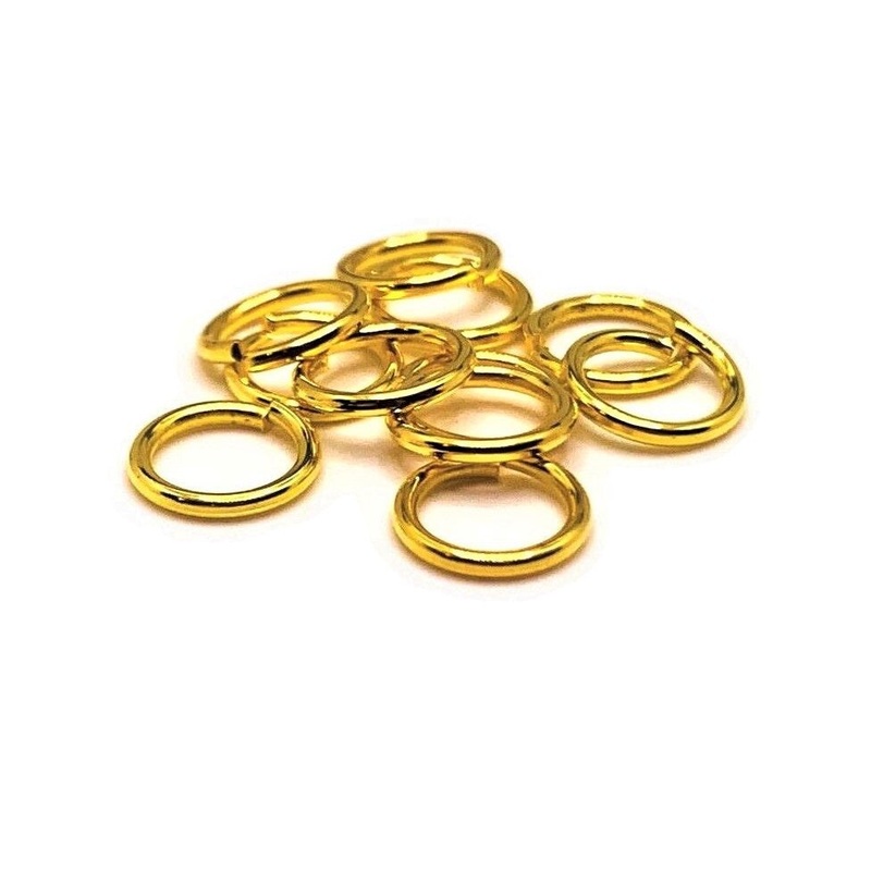 100, 500 or 1,000 Pieces: 8 mm Gold Plated Open Jump Rings, 18g