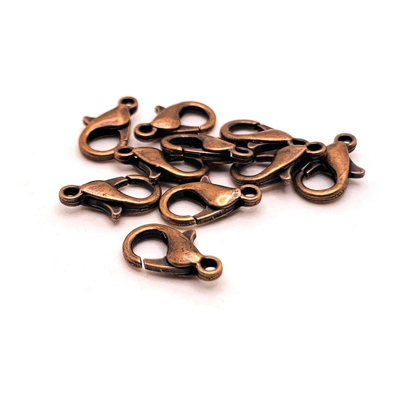 100 or 500 Pieces: 7 x 12 mm Copper Lobster Claw Clasps