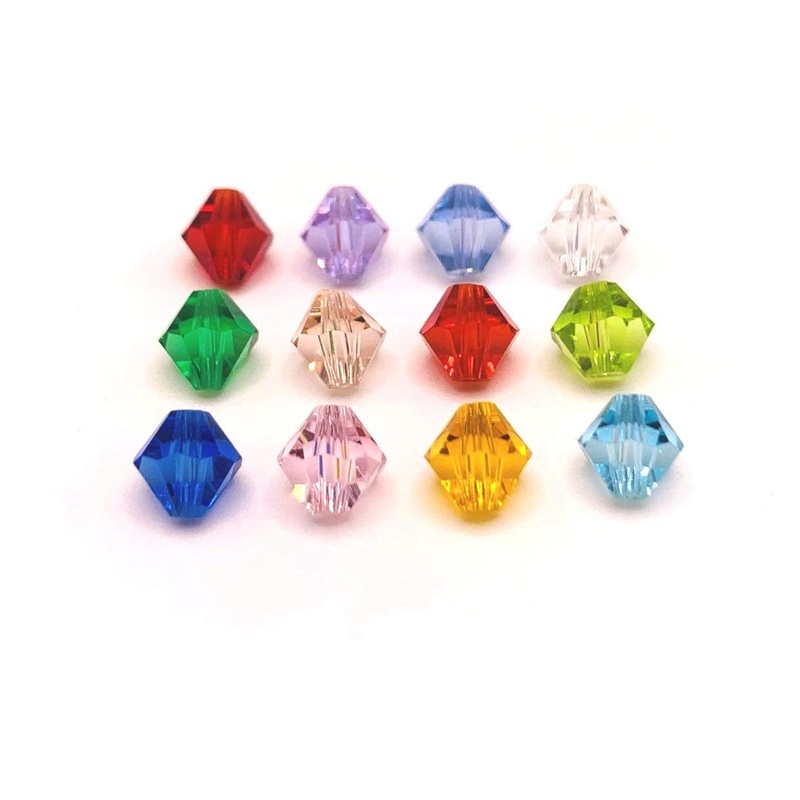 12 or 60 Pieces: 6 mm Bicone Imitation Crystal Birthstone Bead Set