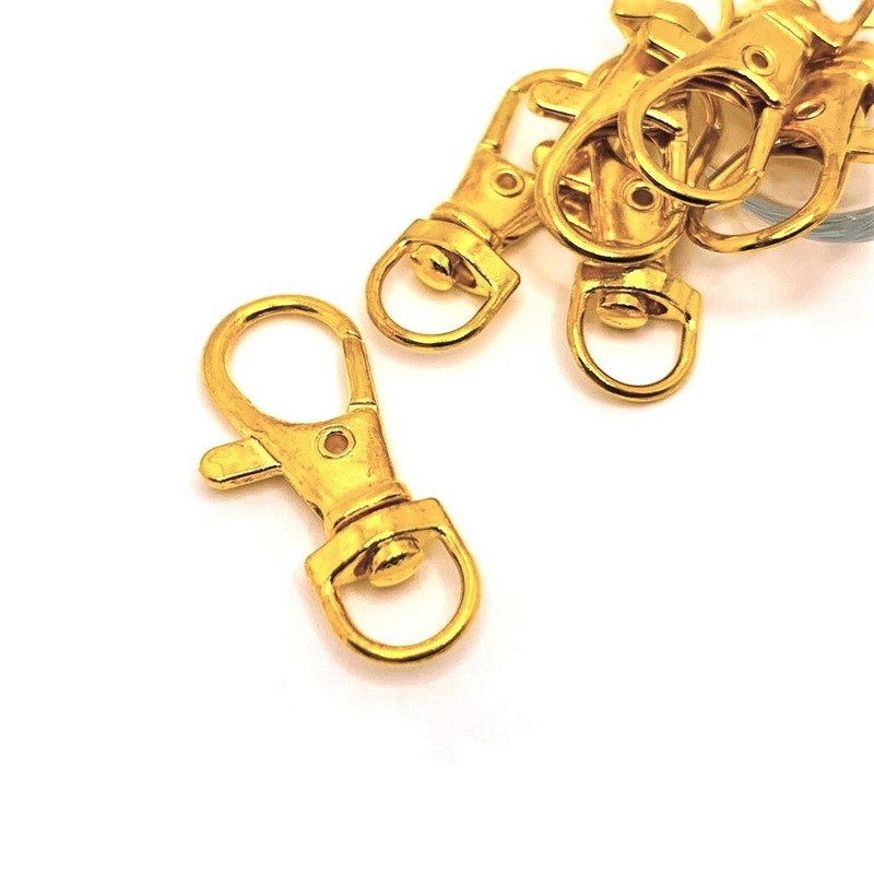 4, 20 or 50 Pieces: Gold Swivel Lobster Clasps Lanyard Clips, 15×37 mm