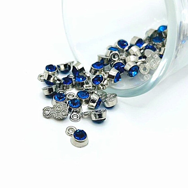 4, 20 or 50 Pieces: Small Aqua Blue December Birthstone Rhinestone Charms
