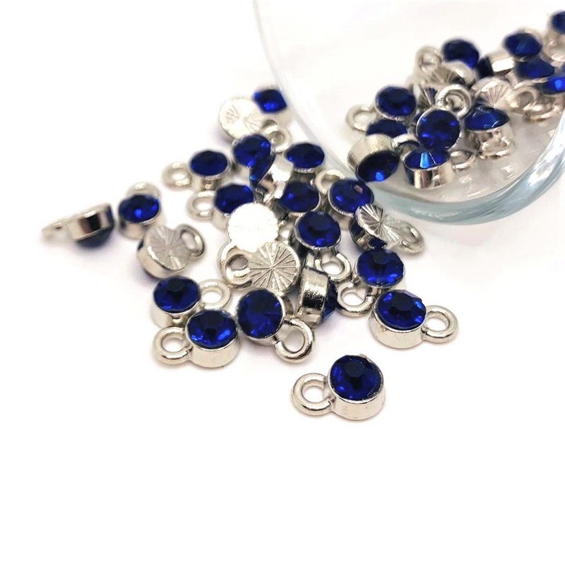 4, 20 or 50 Pieces: Small Bright Blue September Birthstone Rhinestone Charms